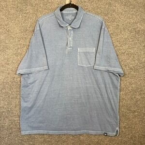 Vineyard Vines Polo Shirt Mens 2XL XXL Blue Short Sleeve Pocket Faded Wash Soft